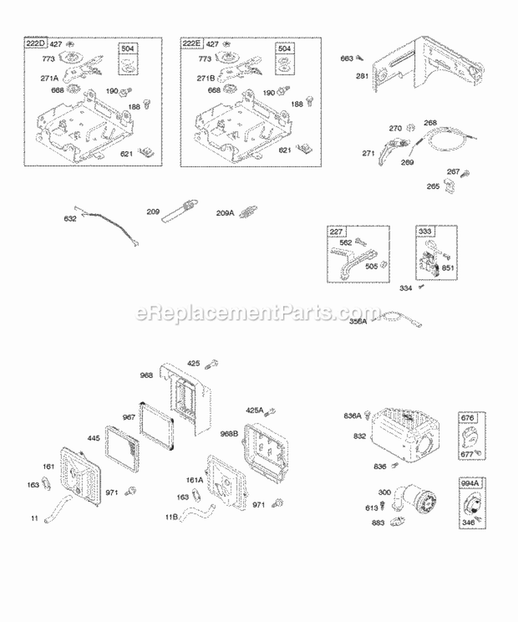 Air Cleaner Controls Exhaust System Governor Spring Ignition Diagram and Parts List for 157302-1065-E8  Briggs and Stratton Engine